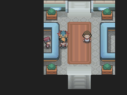 Dieser Screenshot zeigt einen Wachmann in einem Zollhaus in HeartGold und SoulSilver.