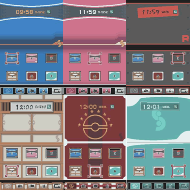 Dieser Screenshot zeigt die verschiedenen Designs des PokéComs in HeartGold und SoulSilver.